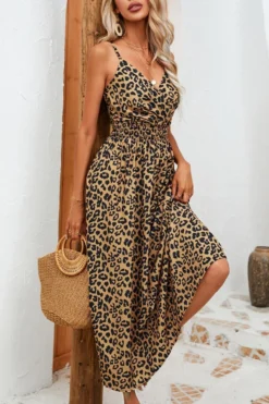Stylish Plus Size Leopard Printing Non-stretch Sling Midi Dress Wholesale Plus-Size Dresses -Plus-Size Dresses Sales Store AA013570 5