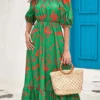 Stylish Plus Size Non-stretch Off-shoulder Batch Printing Midi Dress Wholesale