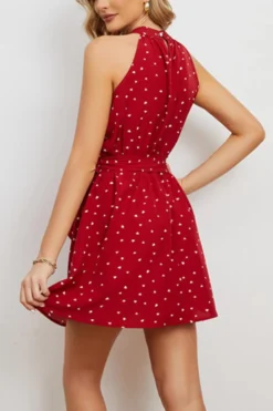 Casual Non-stretch Heart Batch Printing Sleeveless With Belt Mini Dress Wholesale -Plus-Size Dresses Sales Store AA014311 4