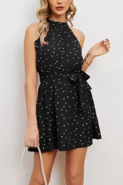 Casual Non-stretch Heart Batch Printing Sleeveless With Belt Mini Dress Wholesale -Plus-Size Dresses Sales Store AA014311 5