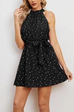 Casual Non-stretch Heart Batch Printing Sleeveless With Belt Mini Dress Wholesale -Plus-Size Dresses Sales Store AA014311 6