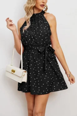 Casual Non-stretch Heart Batch Printing Sleeveless With Belt Mini Dress Wholesale -Plus-Size Dresses Sales Store AA014311 7