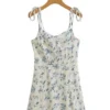Sexy Non-stretch Floral Batch Printing Lace-up Sling Mini Dress(size Run Small) Wholesale