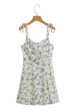 Sexy Non-stretch Floral Batch Printing Lace-up Sling Mini Dress(size Run Small) Wholesale