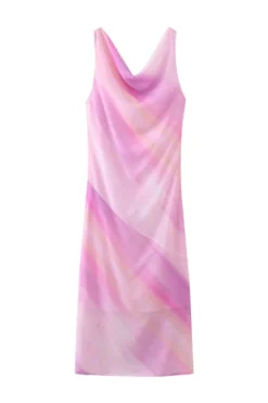 Casual Slight Stretch Tie-dye Mesh Sleeveless Midi Dress Wholesale Tank & Cami Dresses