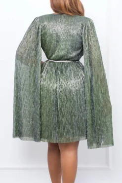 Sexy Plus Size Slight Stretch V-neck With Belt Midi Dress Wholesale -Plus-Size Dresses Sales Store AA016201 6