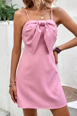 XS-Xl Stylish Non-stretch Bowknot Backless Zip-up Sling Mini Dress Wholesale Casual Dresses
