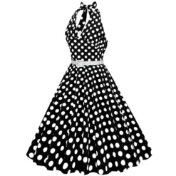 Sexy Plus Size Non-stretch Zip-up Belt Backless Polka Dot Print Midi Dress Wholesale -Plus-Size Dresses Sales Store AA016252 5
