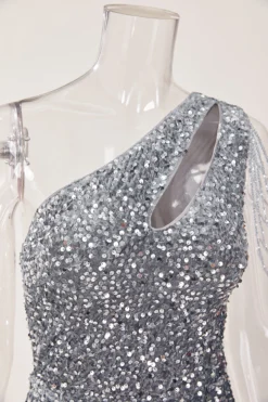 Elegance Extra Small Inelastic Sequin Chain Decor One Shoulder Hollow Mini Dress Wholesale Elegant&OL Dresses -Plus-Size Dresses Sales Store AA016383 1700214514895 18