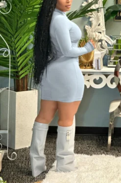 Sexy Plus-size High Stretch Double Sided Velvet Tight Simple Mini Dress Wholesale Plus-Size Dresses -Plus-Size Dresses Sales Store AA016610 3