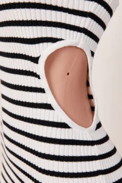 Sexy Slight Stretch Stripe Knitted Tube Design Hollow Slit Maxi Dress Wholesale -Plus-Size Dresses Sales Store AA016788 1698653618661 6