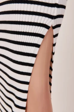 Sexy Slight Stretch Stripe Knitted Tube Design Hollow Slit Maxi Dress Wholesale -Plus-Size Dresses Sales Store AA016788 1698653618661 8