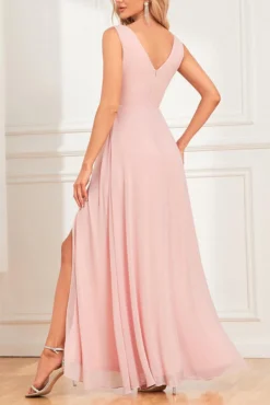 Elegant Non-stretch Chiffon Solid Color Zip-up Slit Maxi Evening Dress Wholesale -Plus-Size Dresses Sales Store AA016982 6
