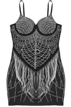 Sexy Plus Size Slight stretch Sling Slim Rhinestone Tassel Mini Dress Wholesale Tank & Cami Dresses -Plus-Size Dresses Sales Store AA017010 1701851664391 12