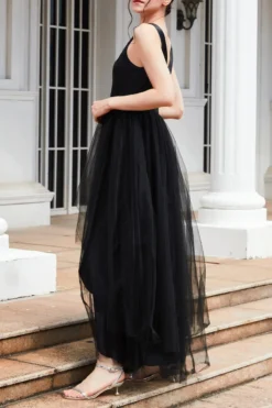 Elegant Non-stretch Irregular V-neck Maxi Evening Dress Wholesale Tank & Cami Dresses -Plus-Size Dresses Sales Store AA017077 3