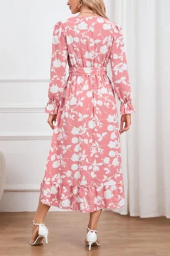 Casual Plus Size Non-stretch Flower Batch Printing With Belt Midi Dress Wholesale Plus-Size Dresses -Plus-Size Dresses Sales Store AA017127 20