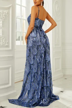 Elegant Slight Stretch Sequin Padded One Shoulder Sling High Slit Maxi Dress Wholesale Elegant&OL Dresses -Plus-Size Dresses Sales Store AA017652 6