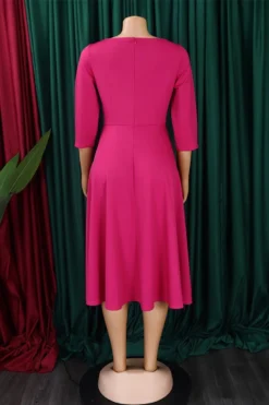 Casual Plus Size Slight Stretch 3 Colors Square Neck Zip-up Midi Dress Wholesale -Plus-Size Dresses Sales Store AA018452 12