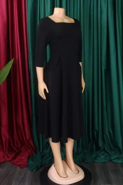 Casual Plus Size Slight Stretch 3 Colors Square Neck Zip-up Midi Dress Wholesale -Plus-Size Dresses Sales Store AA018452 14