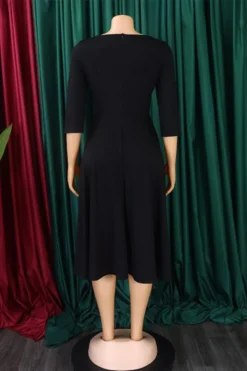 Casual Plus Size Slight Stretch 3 Colors Square Neck Zip-up Midi Dress Wholesale -Plus-Size Dresses Sales Store AA018452 15