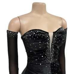 Sexy Plus Size Slight stretch Patchwork Slim Rhinestone Mini Dress(with Gloves) Wholesale Plus-Size Dresses -Plus-Size Dresses Sales Store AA018850 13