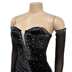 Sexy Plus Size Slight stretch Patchwork Slim Rhinestone Mini Dress(with Gloves) Wholesale Plus-Size Dresses -Plus-Size Dresses Sales Store AA018850 14