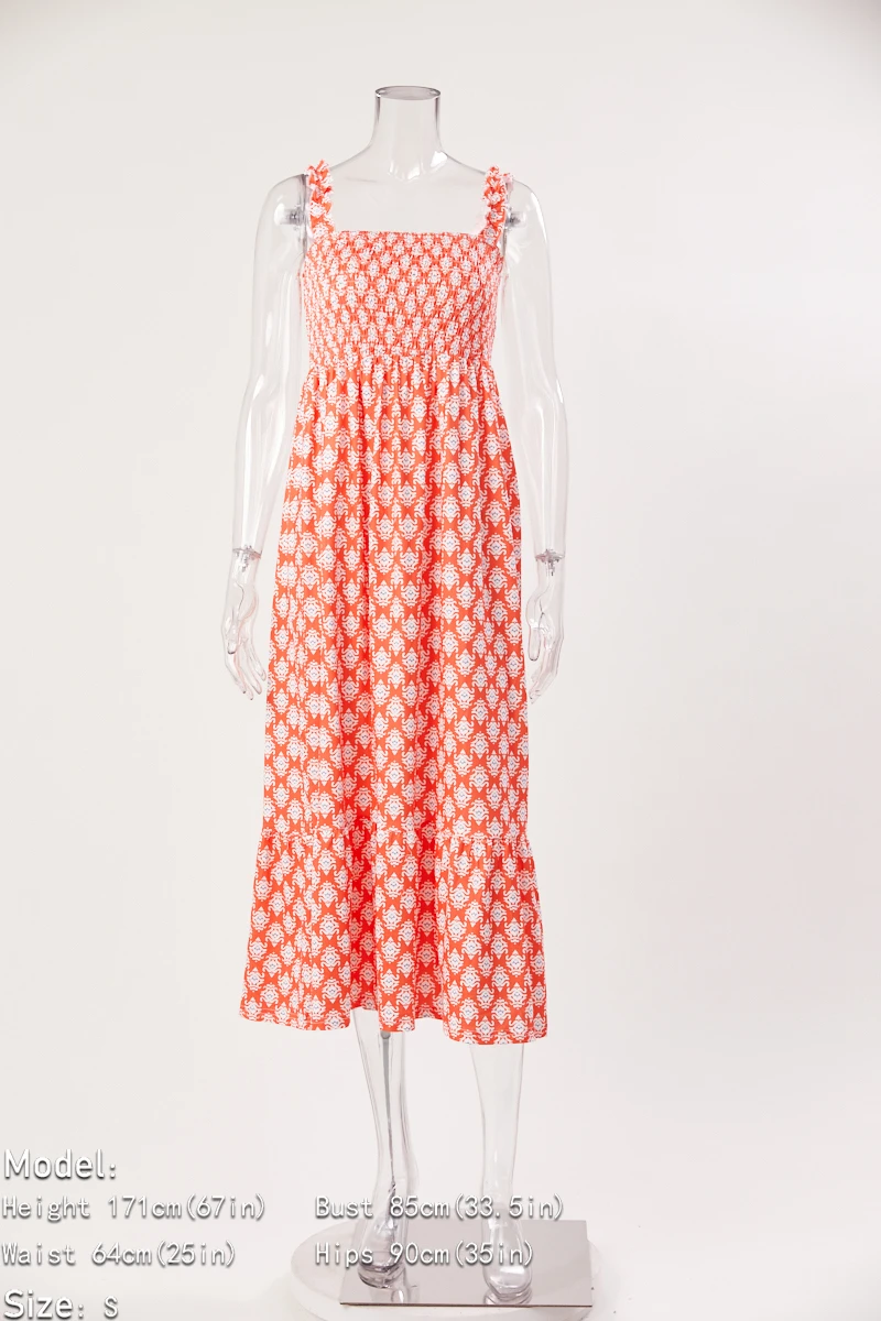 Casual Stylish Plus-size Slight Stretch Contrast Low-cut Print Midi Dress Wholesale 2 Casual Stylish Plus-size Slight Stretch Contrast Low-cut Print Midi Dress Wholesale - Image 2