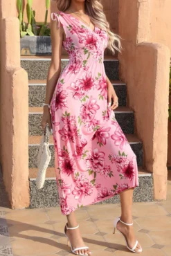 Stylish Plus Size Non-stretch Flower Batch Printing V-neck Maxi Dress Wholesale Casual Dresses -Plus-Size Dresses Sales Store AA019579 4