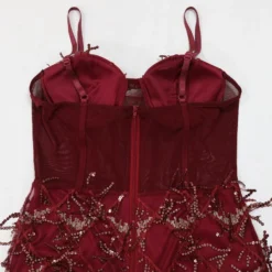 Sexy Plus Size Slight stretch Padded Mesh Sequins Tassel Sling Maxi Dress Wholesale -Plus-Size Dresses Sales Store AA019649 10