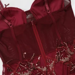 Sexy Plus Size Slight stretch Padded Mesh Sequins Tassel Sling Maxi Dress Wholesale -Plus-Size Dresses Sales Store AA019649 11