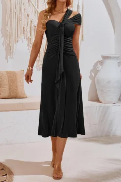 Sexy Slight Stretch 3-color Trade Ribbon Smocked Midi Dress(with Ribbon) Wholesale Tank & Cami Dresses -Plus-Size Dresses Sales Store AA019653 11