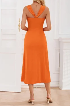 Sexy Slight Stretch 3-color Trade Ribbon Smocked Midi Dress(with Ribbon) Wholesale Tank & Cami Dresses -Plus-Size Dresses Sales Store AA019653 5