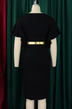 Casual Plus Size Slight Stretch 4 Colors With Belt Crew Neck Midi Dress Wholesale Plus-Size Dresses -Plus-Size Dresses Sales Store AA020103 14