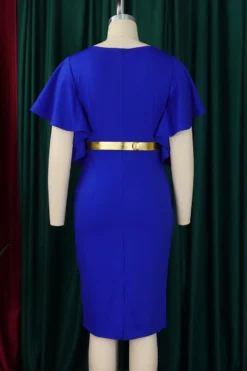 Casual Plus Size Slight Stretch 4 Colors With Belt Crew Neck Midi Dress Wholesale Plus-Size Dresses -Plus-Size Dresses Sales Store AA020103 20