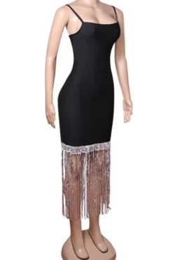 New Sexy Slight Stretch Sequins Fringe Suspender Midi Dress Wholesale Tank & Cami Dresses -Plus-Size Dresses Sales Store AA020152 6