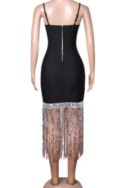 New Sexy Slight Stretch Sequins Fringe Suspender Midi Dress Wholesale Tank & Cami Dresses -Plus-Size Dresses Sales Store AA020152 7