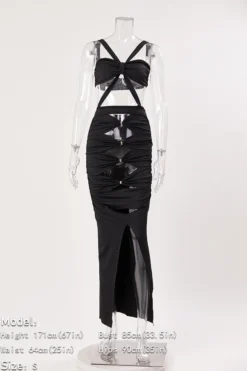 Sexy Slight Stretch Solid Color Hollow Backless Slit Maxi Dress Wholesale -Plus-Size Dresses Sales Store AA020239 1716428153995 10