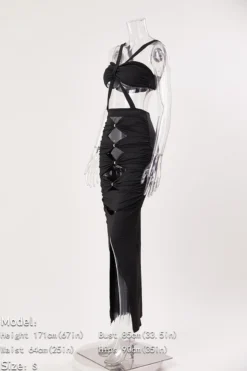 Sexy Slight Stretch Solid Color Hollow Backless Slit Maxi Dress Wholesale -Plus-Size Dresses Sales Store AA020239 1716428154012 11