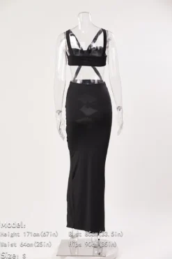 Sexy Slight Stretch Solid Color Hollow Backless Slit Maxi Dress Wholesale -Plus-Size Dresses Sales Store AA020239 1716428154025 12