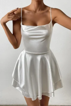 Sexy Non-stretch Solid Color Sling Lace-up Backless Mini Dress Wholesale Tank & Cami Dresses -Plus-Size Dresses Sales Store AA020663 3