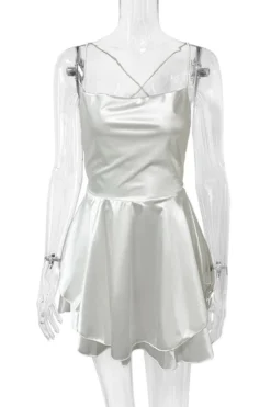 Sexy Non-stretch Solid Color Sling Lace-up Backless Mini Dress Wholesale Tank & Cami Dresses -Plus-Size Dresses Sales Store AA020663 7