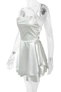 Sexy Non-stretch Solid Color Sling Lace-up Backless Mini Dress Wholesale Tank & Cami Dresses -Plus-Size Dresses Sales Store AA020663 8