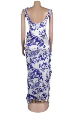 Sexy Plus Size Slight Stretch Ruffle Decor Brunch Batch Printing Maxi Dress Wholesale Tank & Cami Dresses -Plus-Size Dresses Sales Store AA020864 6