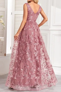 Elegant Non-stretch Sleeveless Mesh Embroidery Maxi Dress Wholesale -Plus-Size Dresses Sales Store AA021053 6