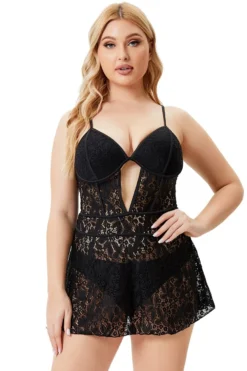 L-5XL New See Through Lace Spliced Padded Underwire Adjustable Straps Hollow Dress Style Sexy Two-piece Swimsuit Wholesale Two-Piece