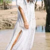 New See Through Knitted V-neck High-slit Sexy Beach Dress Cover-ups (without Lining,xs=xs/s,m=m/l Xl=xl/xxl) Wholesale Cover-ups