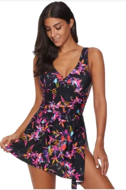 S-2XL Plus Size New Padded Flower & Leaf Batch Printing Split Backless Dress Style Sexy Two-piece Swimsuit Wholesale Two-Piece