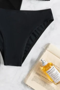 New Pure Color Padded Halter-neck Lace-up Triangle Sexy Two-piece Bikini With See Through Mesh Drawstring Dress Cover-ups Wholesale -Plus-Size Dresses Sales Store BA004187 5