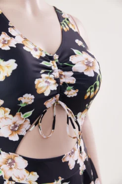 XL-5XL Plus Size New Floral Batch Printing Strappy Hollow Lace Up Panties Lining Spliced Stylish Dress Style One-piece Swimsuit Wholesale -Plus-Size Dresses Sales Store BA006323 1714275085841 9