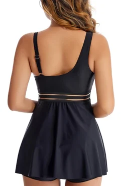 Plus Size Mesh Patchwork Padded Strappy Dress Style Tankini Set Wholesale -Plus-Size Dresses Sales Store BA007954 8